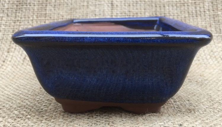 Blue Glazed Oval Bonsai Pot 15.5x12x4.5cm 